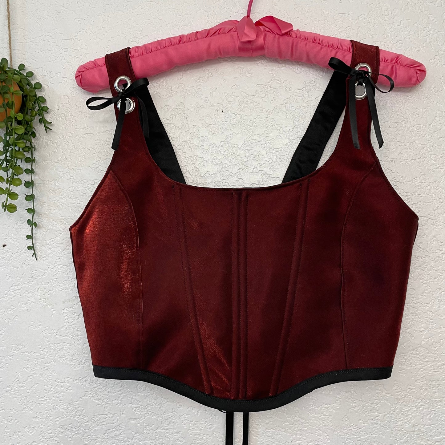 Handmade Red Shimmer Corset Top