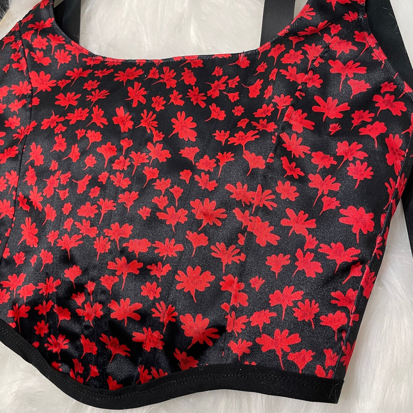 Handmade Red and Black Satin Corset Top