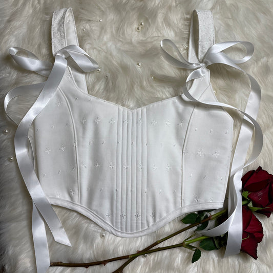 White Eyelet Handmade Corset