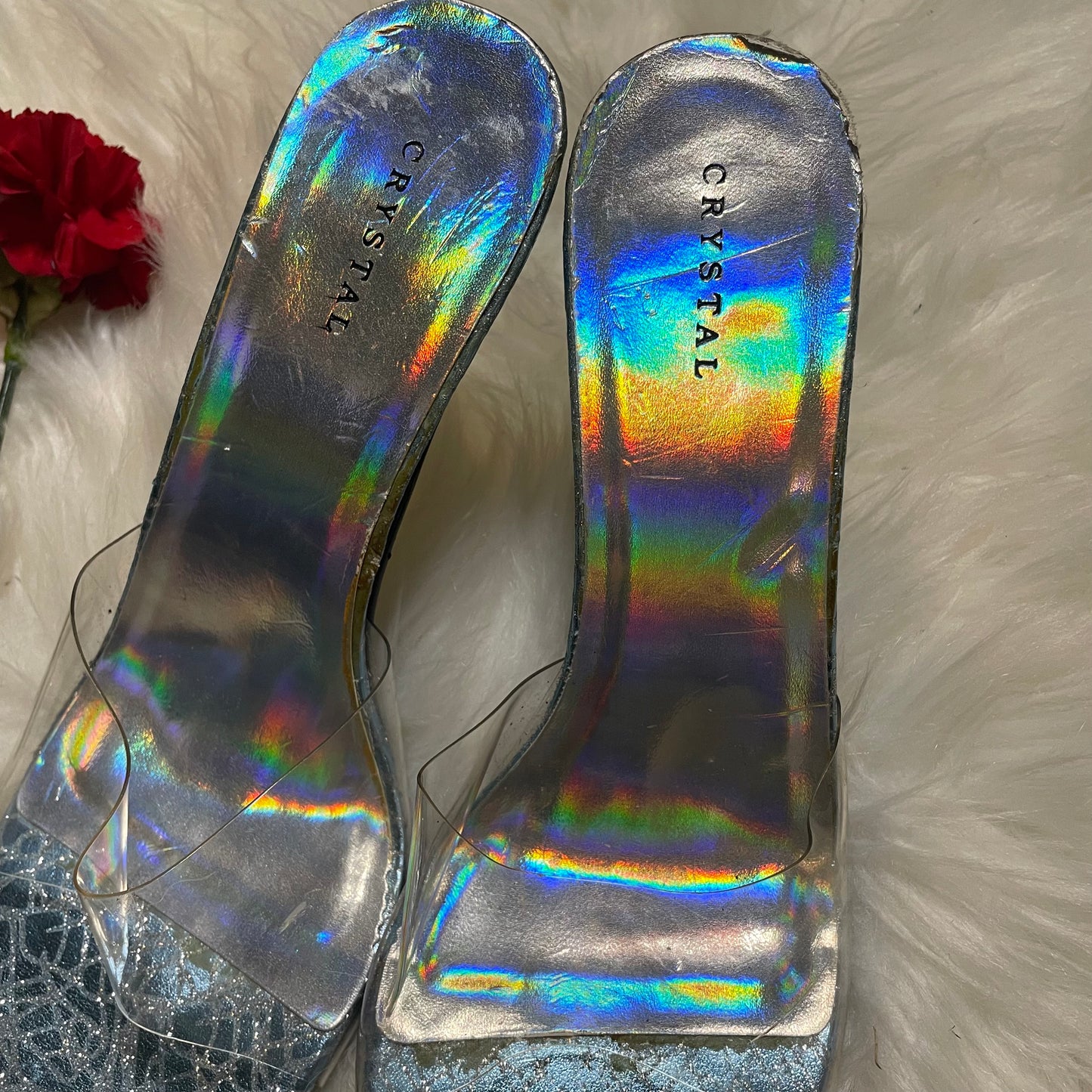 Y2K Crystal Metallic Heels