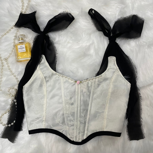 Handmade White Pearl Corset Top