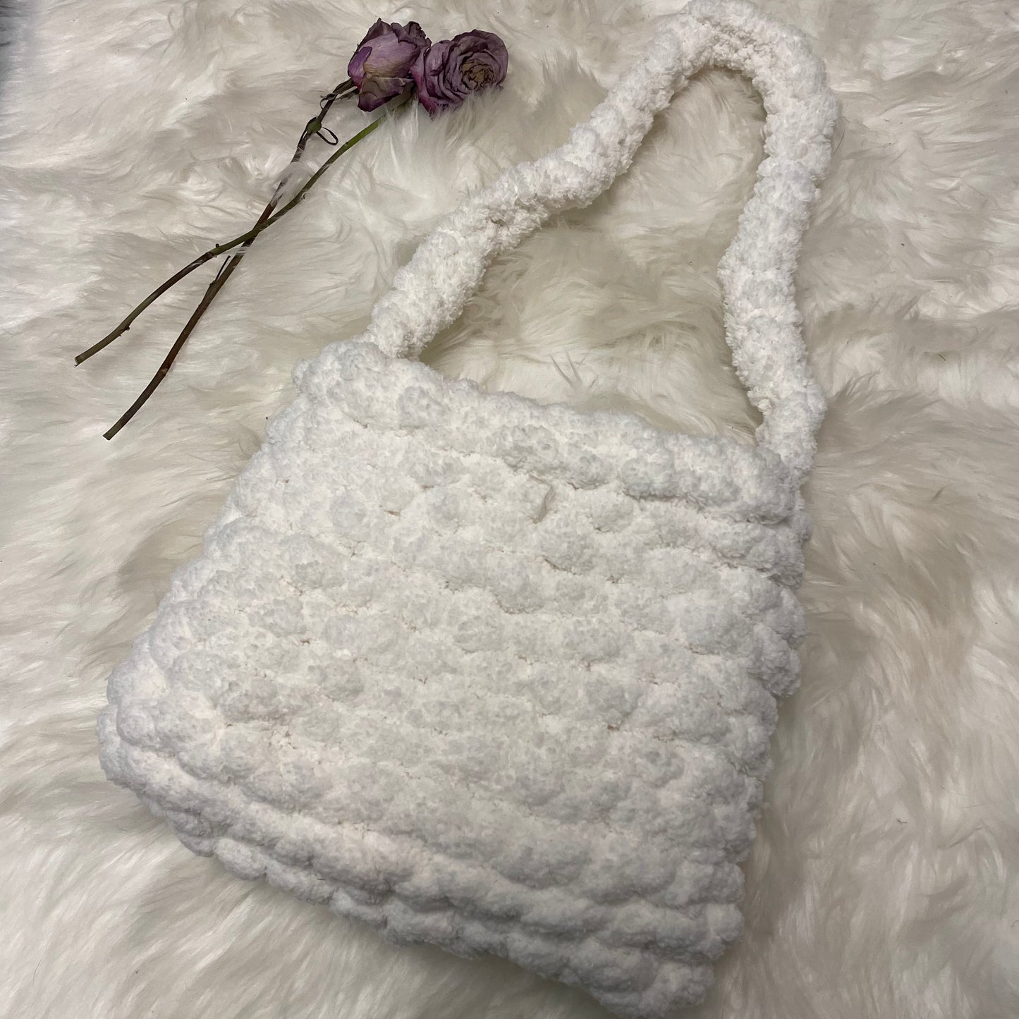 Crochet Fuzzy Shoulder Bag